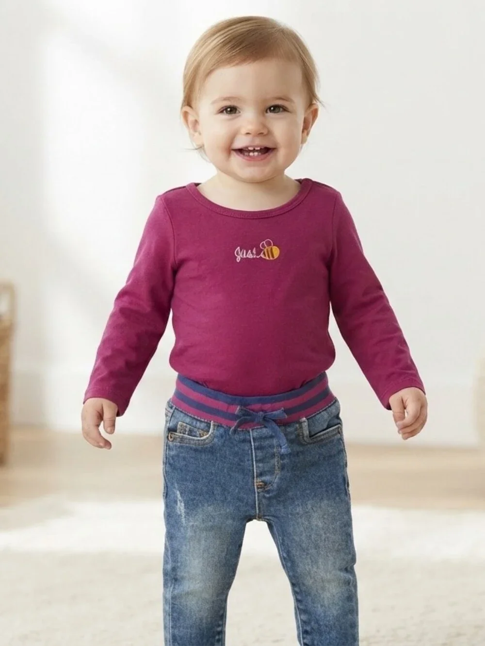 11M Purple Long Sleeve Top and Blue Jeans Set
